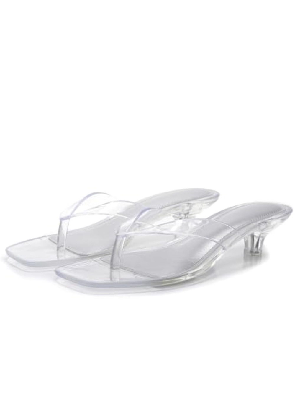Clear Kitten Heel Thong Sandals - Transparent